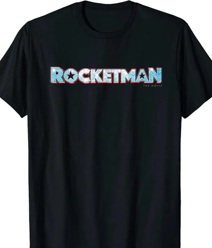 Liquid Blue TShirt Men Elton John Rocketman Black TShirt