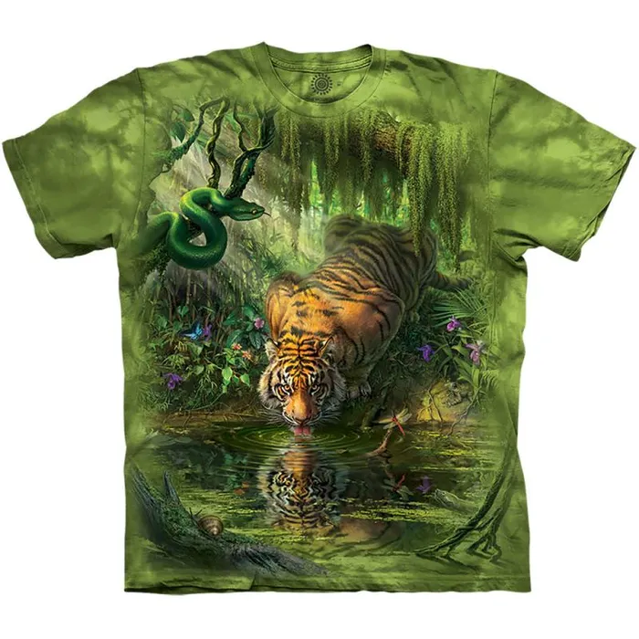 Liquid Blue TShirt Men Enchanted Tiger Classic Cotton TShirt