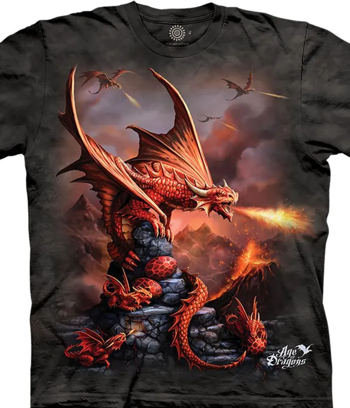 Liquid Blue TShirt Men Fire Dragon Classic Cotton TShirt