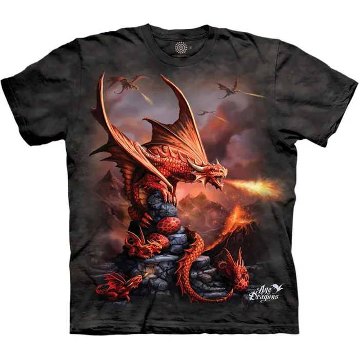 Liquid Blue TShirt Men Fire Dragon Classic Cotton TShirt
