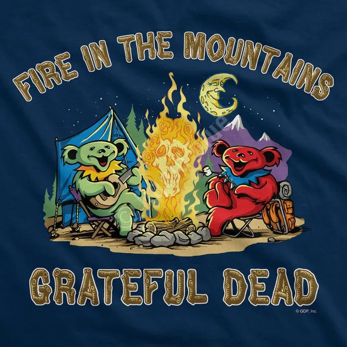 Liquid Blue TShirt Men Fire In The Mountain Navy TShirt