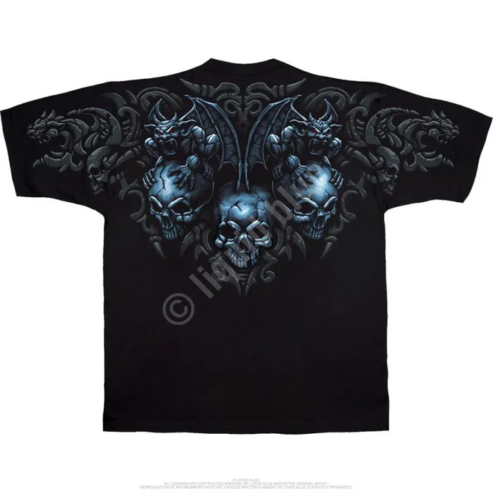 Liquid Blue TShirt Men Gargoyle Skull Black TShirt