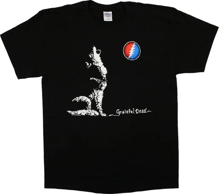 Liquid Blue TShirt Men GD Wolf Moon Black TShirt