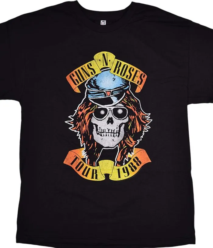 Liquid Blue TShirt Men GNR Appetite 1988 Tour Black TShirt