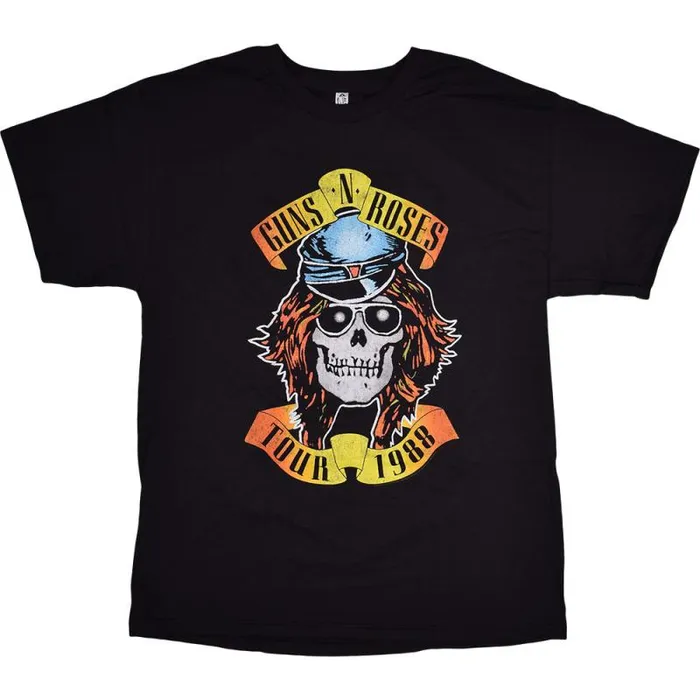 Liquid Blue TShirt Men GNR Appetite 1988 Tour Black TShirt