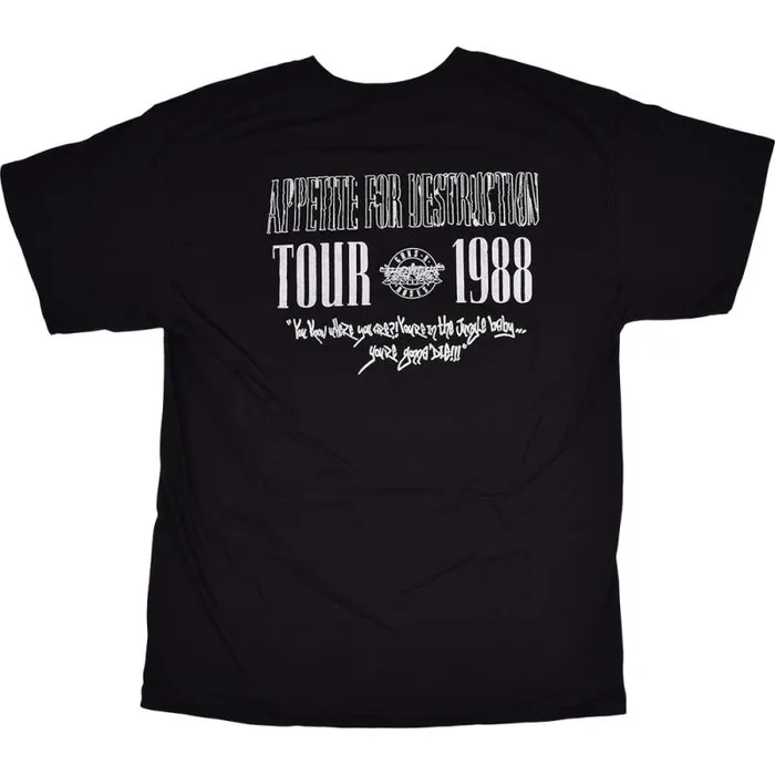 Liquid Blue TShirt Men GNR Appetite 1988 Tour Black TShirt