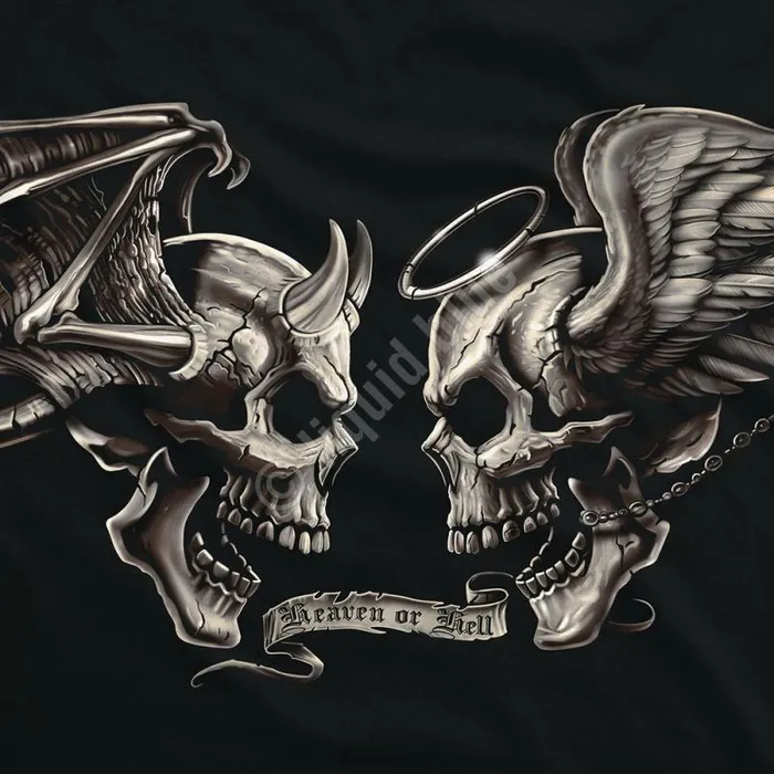 Liquid Blue TShirt Men Good And Evil Black TShirt