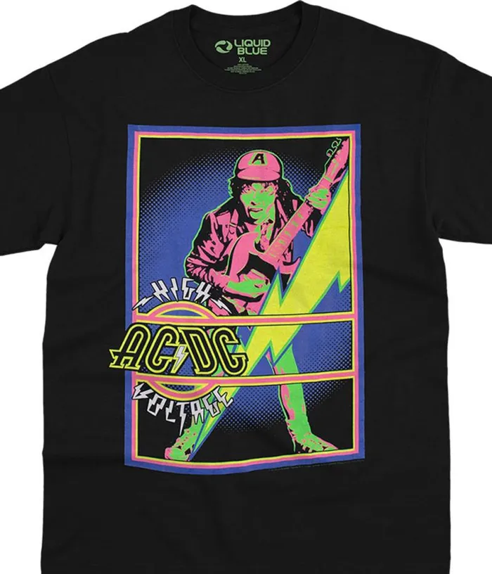 Liquid Blue TShirt Men High Voltage Blacklight Black TShirt