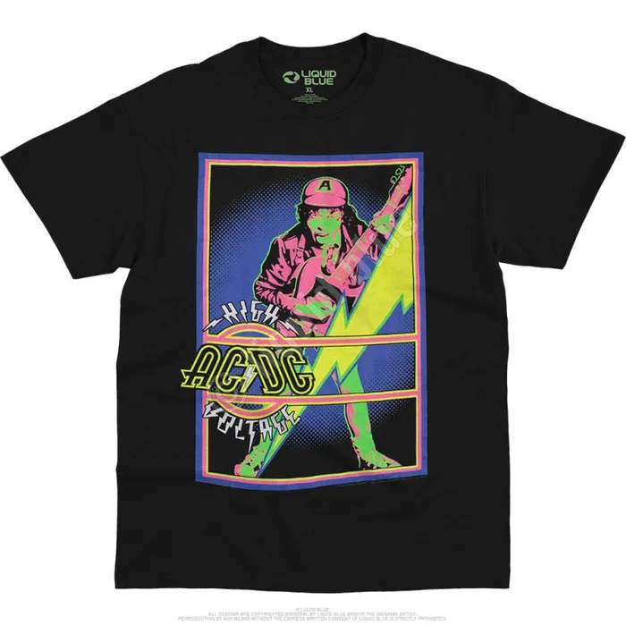 Liquid Blue TShirt Men High Voltage Blacklight Black TShirt