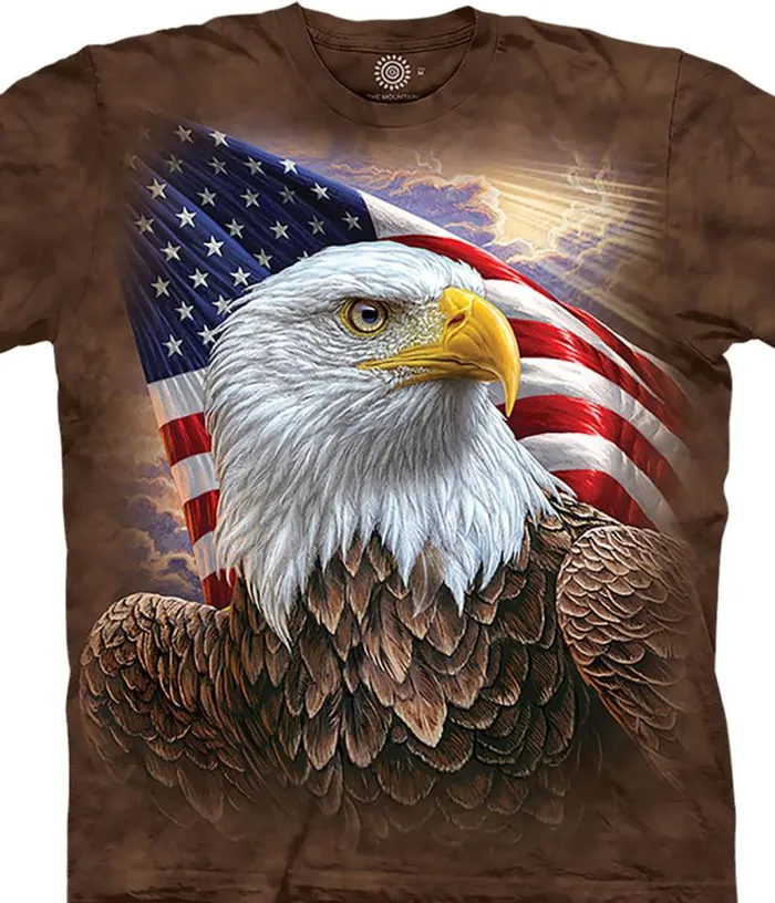 Liquid Blue TShirt Men Independence Eagle Classic Cotton TShirt