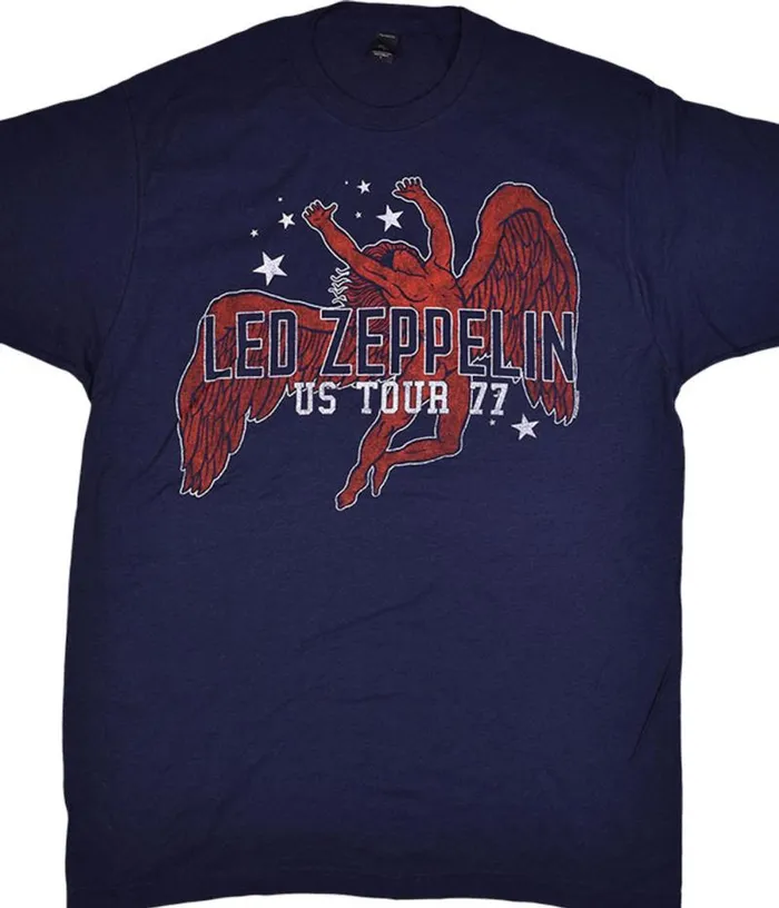 Liquid Blue TShirt Men Led Zeppelin Arched Icarus Navy TShirt