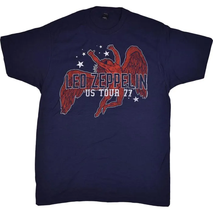 Liquid Blue TShirt Men Led Zeppelin Arched Icarus Navy TShirt