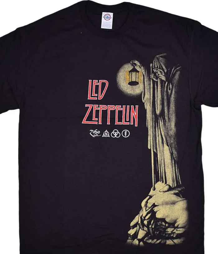 Liquid Blue TShirt Men Led Zeppelin Hermit Black TShirt