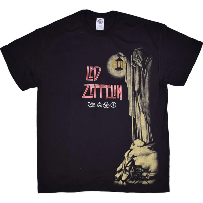 Liquid Blue TShirt Men Led Zeppelin Hermit Black TShirt
