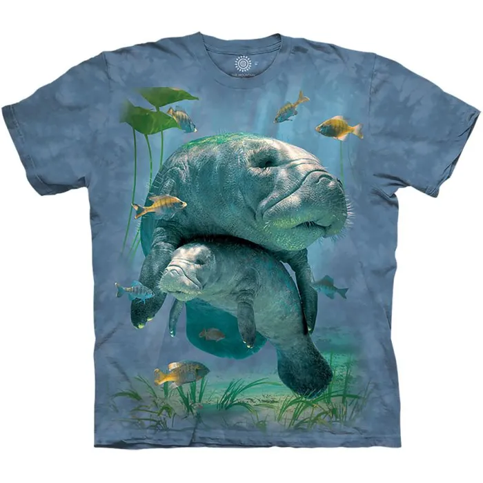 Liquid Blue TShirt Men Manatees Collage Classic Cotton TShirt
