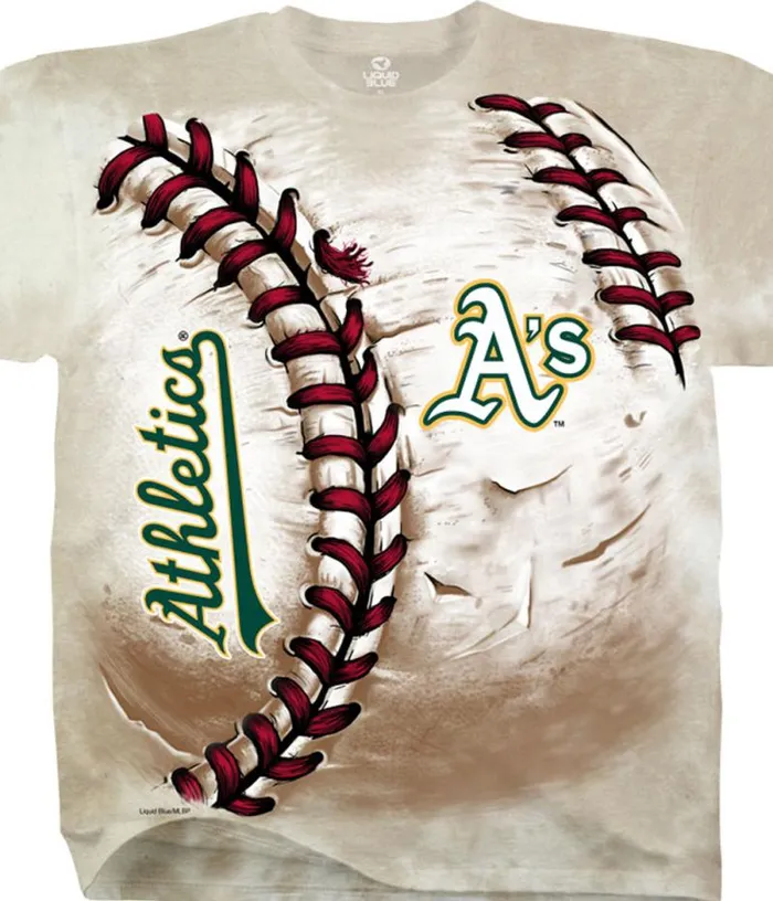 Liquid Blue TShirt Men Oakland Athletics Hardball TieDye TShirt