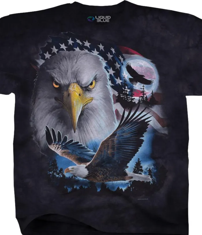 Liquid Blue TShirt Men Patriotic Pose TieDye TShirt