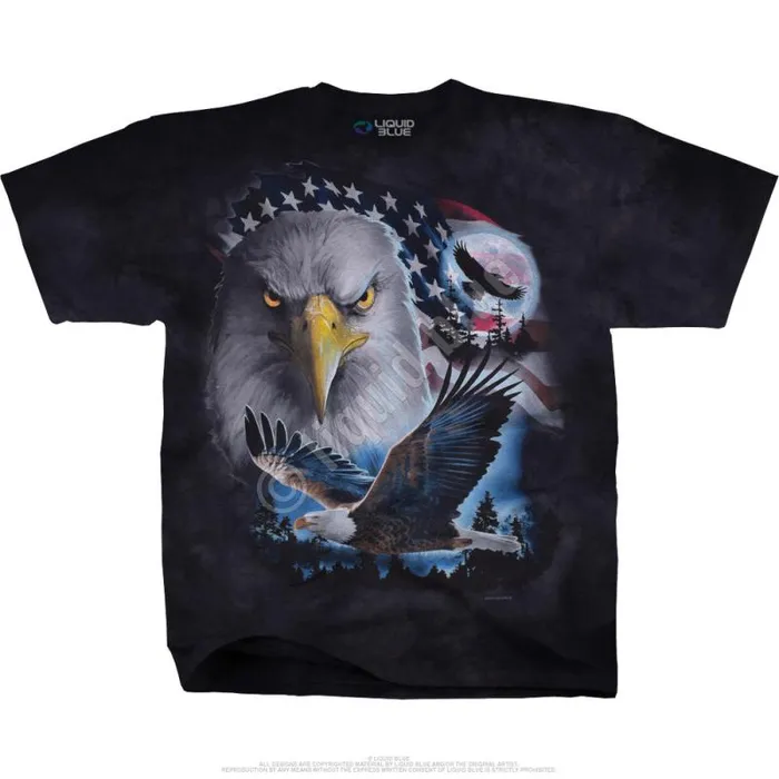 Liquid Blue TShirt Men Patriotic Pose TieDye TShirt