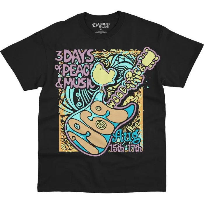 Liquid Blue TShirt Men Peace And Music Black TShirt
