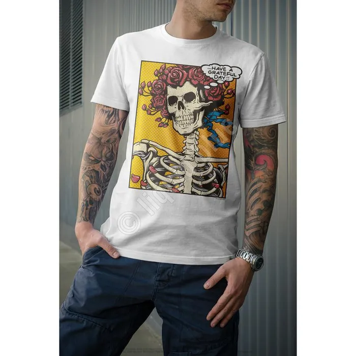 Liquid Blue TShirt Men Pop Art Bertha White TShirt