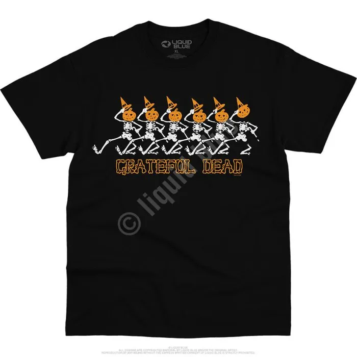 Liquid Blue TShirt Men Pumpkin Skellys Black TShirt