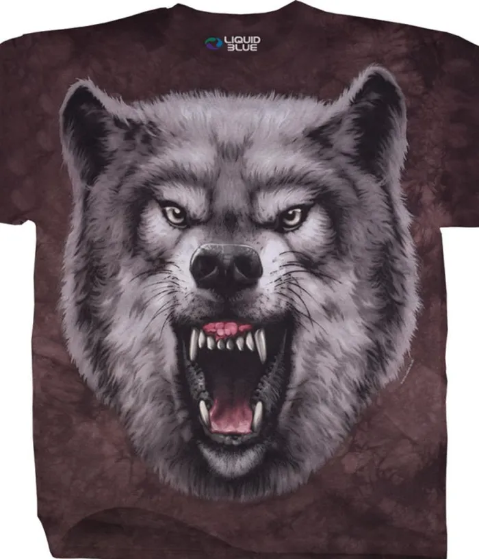 Liquid Blue TShirt Men Roaring Wolf TieDye TShirt