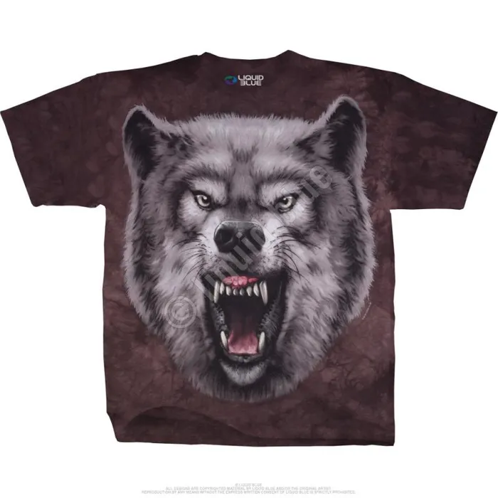 Liquid Blue TShirt Men Roaring Wolf TieDye TShirt