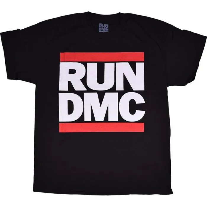 Liquid Blue TShirt Men RUN DMC Classic Logo Black TShirt
