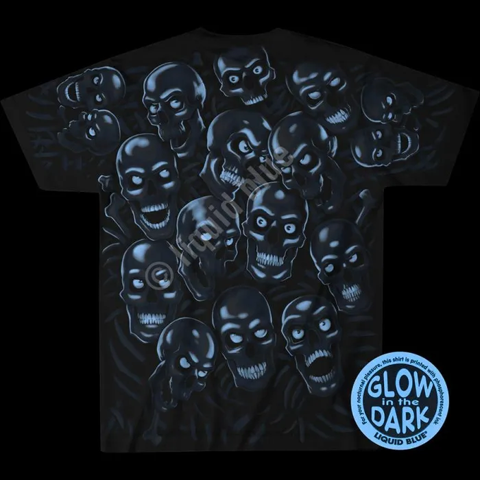 Liquid Blue TShirt Men Skull Pile Blue Black TShirt