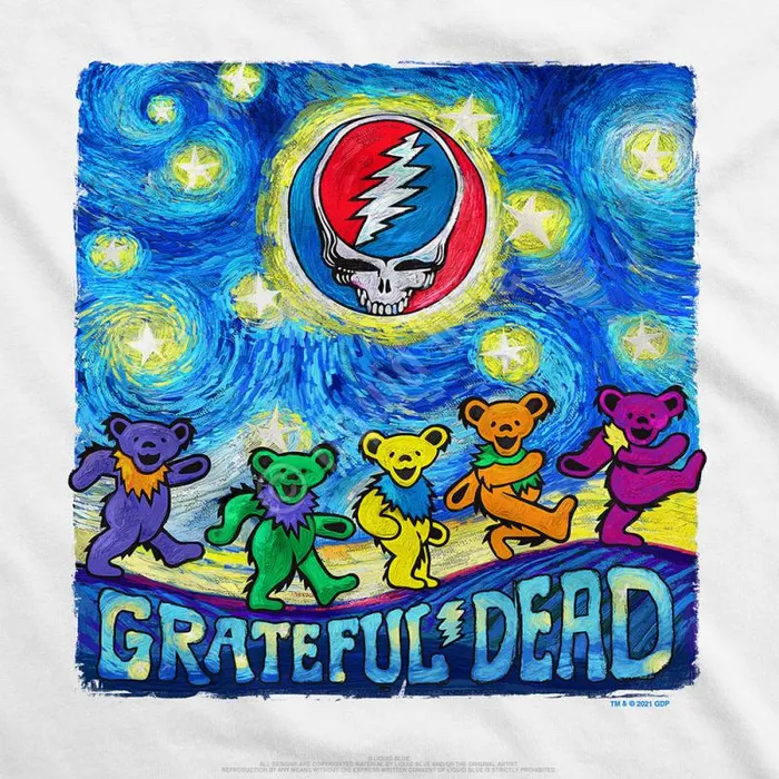 Liquid Blue TShirt Men Starry Bears White TShirt