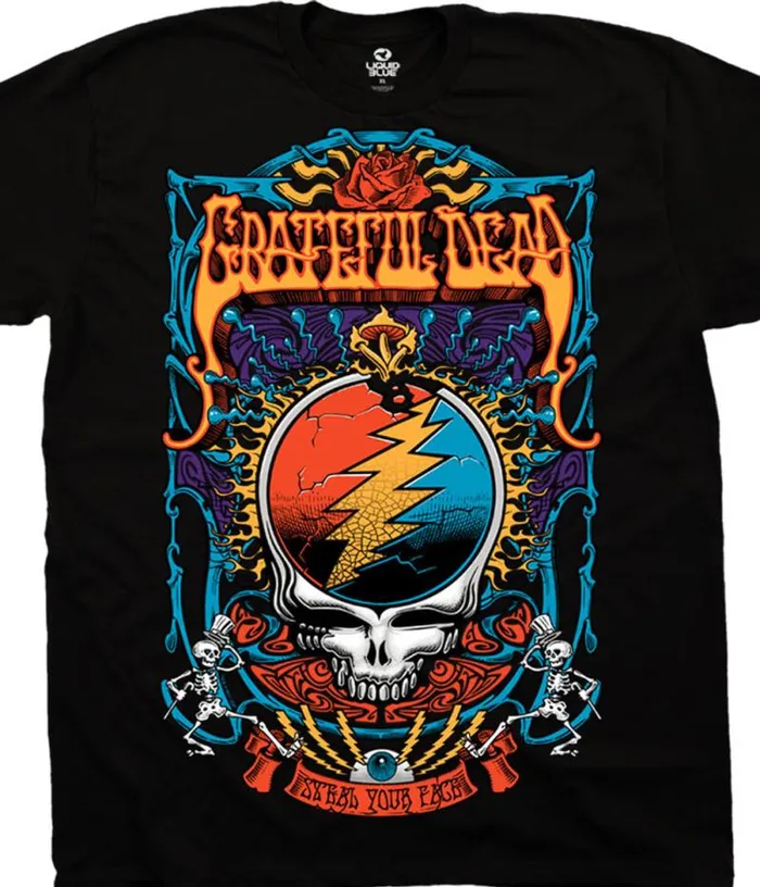Liquid Blue TShirt Men Steal Your Trippy Black TShirt
