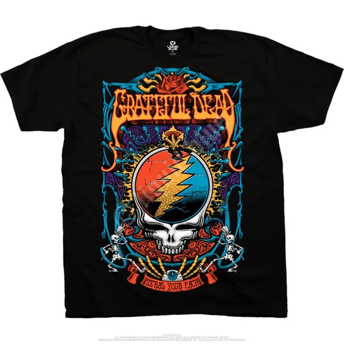 Liquid Blue TShirt Men Steal Your Trippy Black TShirt