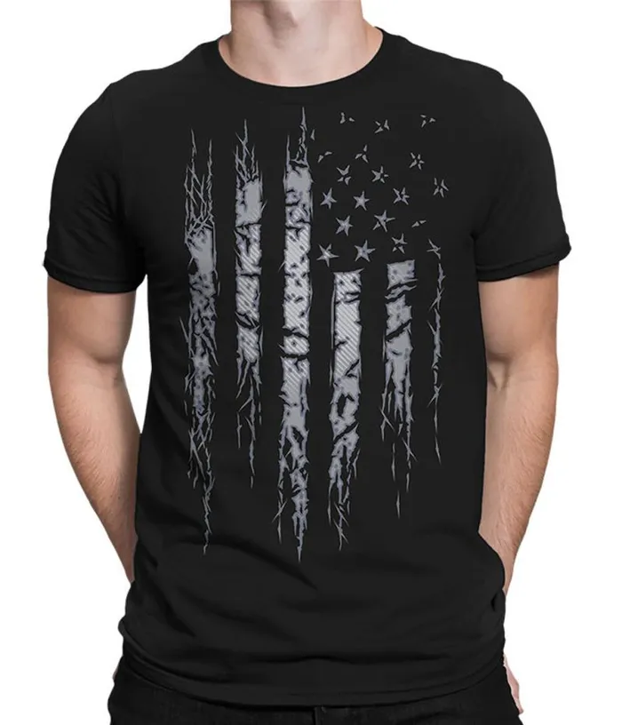 Liquid Blue TShirt Men Tattered And Torn Black TShirt