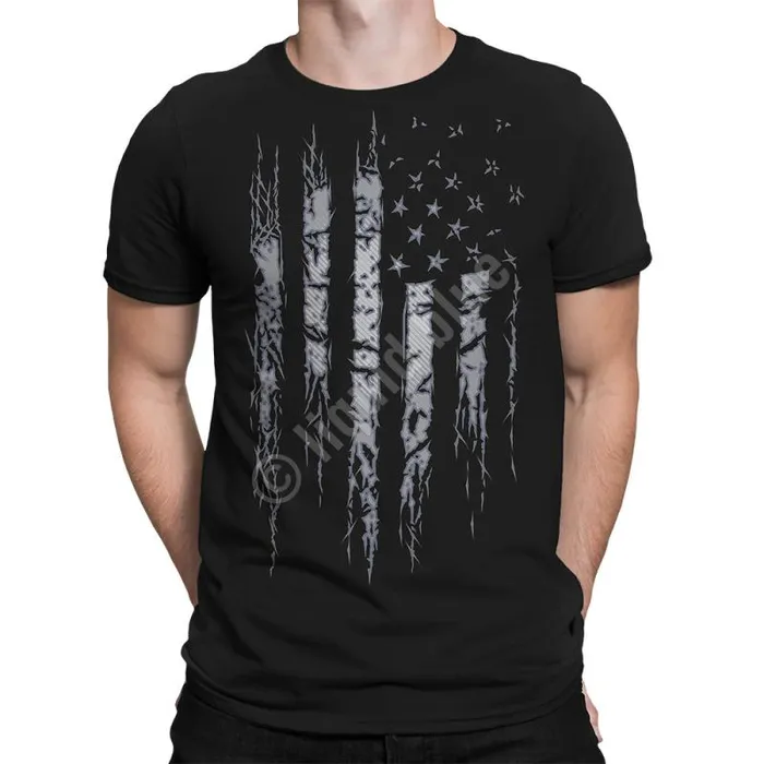 Liquid Blue TShirt Men Tattered And Torn Black TShirt