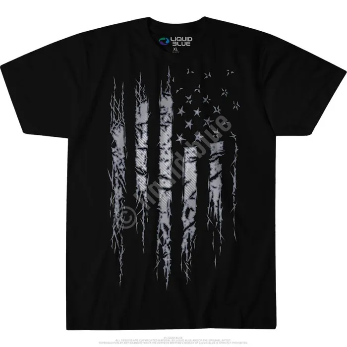 Liquid Blue TShirt Men Tattered And Torn Black TShirt