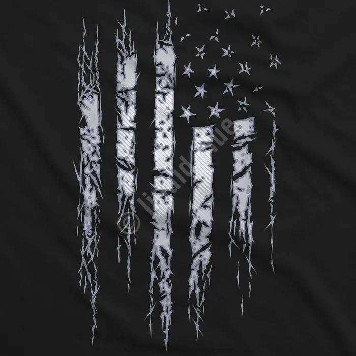Liquid Blue TShirt Men Tattered And Torn Black TShirt