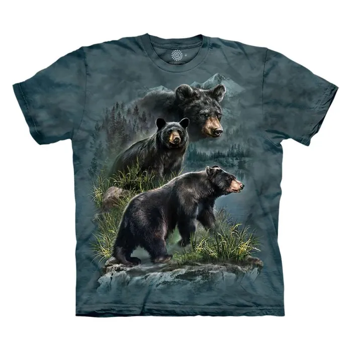 Liquid Blue TShirt Men Three Black Bears Classic Cotton TShirt