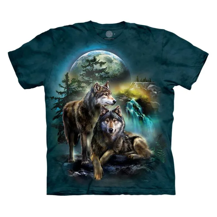 Liquid Blue TShirt Men Wolf Lookout Classic Cotton TShirt