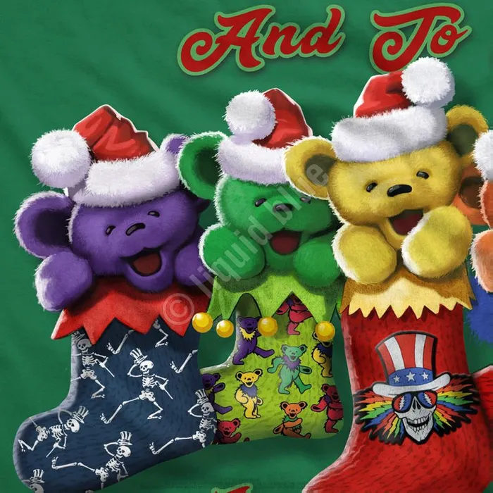 Liquid Blue TShirt Men Xmas Stocking Bears Green TShirt