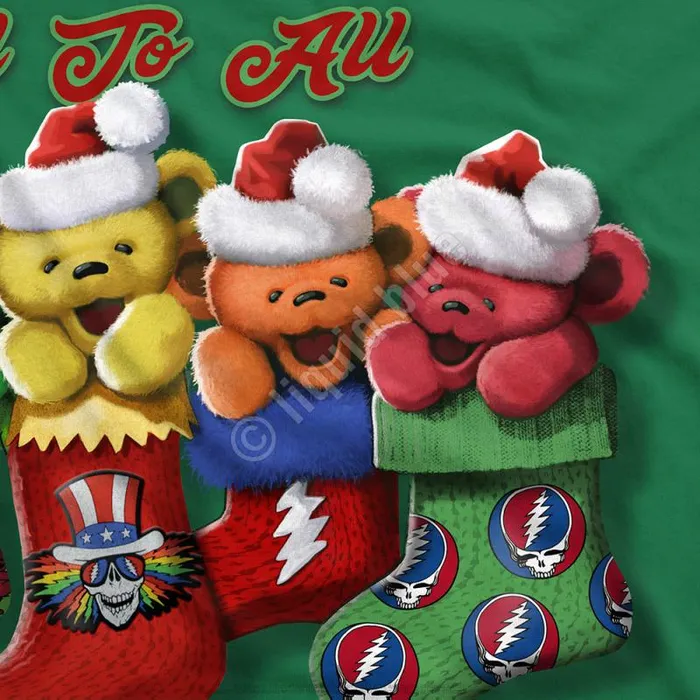 Liquid Blue TShirt Men Xmas Stocking Bears Green TShirt