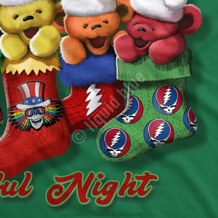 Liquid Blue TShirt Men Xmas Stocking Bears Green TShirt