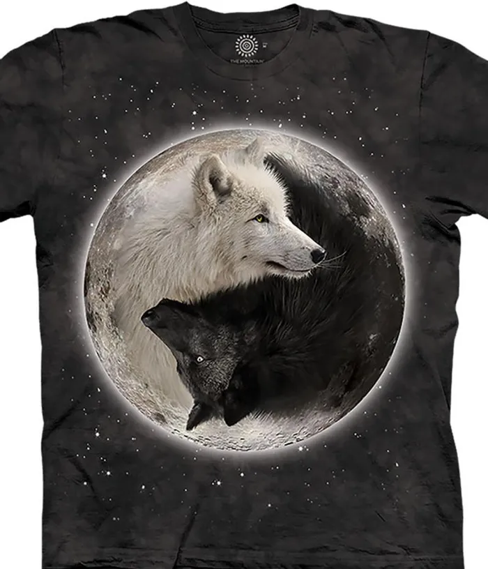 Liquid Blue TShirt Men Ying Yang Wolves Classic Cotton TShirt