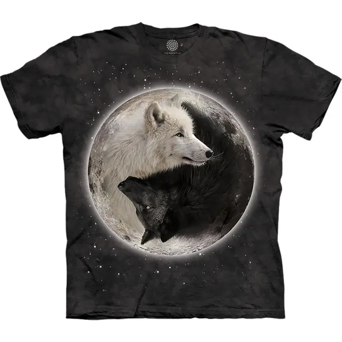 Liquid Blue TShirt Men Ying Yang Wolves Classic Cotton TShirt