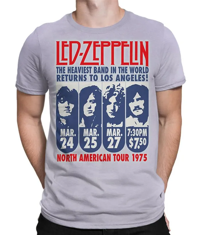 Liquid Blue TShirt Men Zeppelin LA 1975 TieDye TShirt