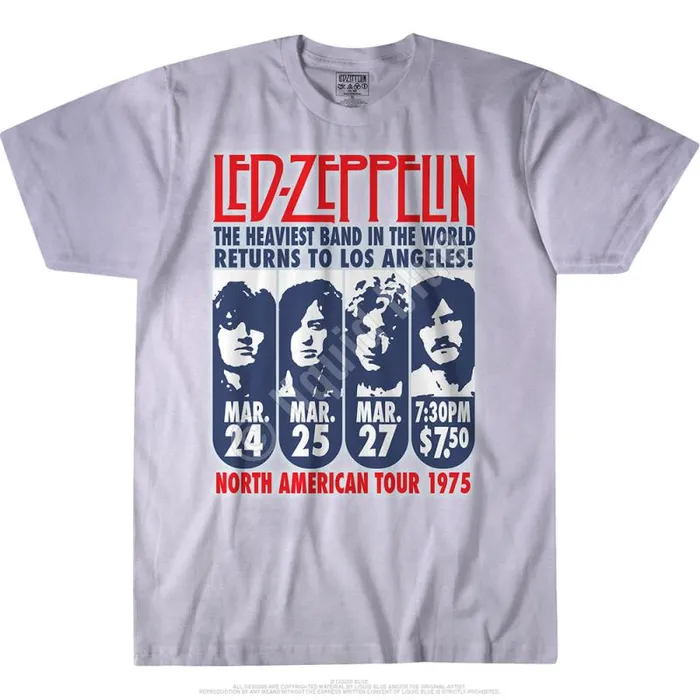 Liquid Blue TShirt Men Zeppelin LA 1975 TieDye TShirt