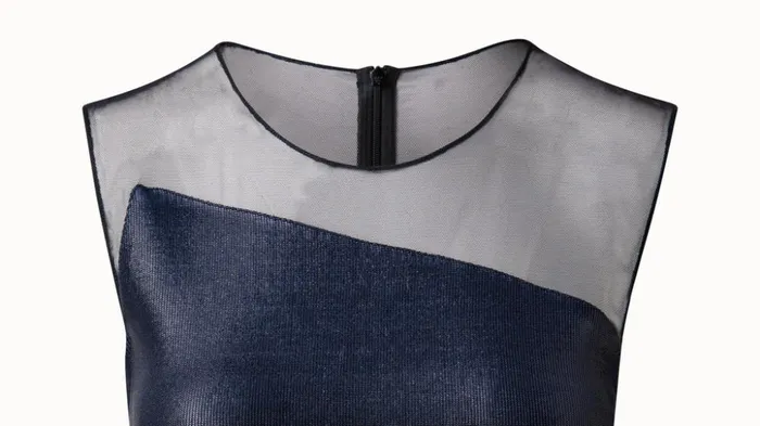 Liquid Jersey And Tulle Blouse Deep Blue Women Akris Tops