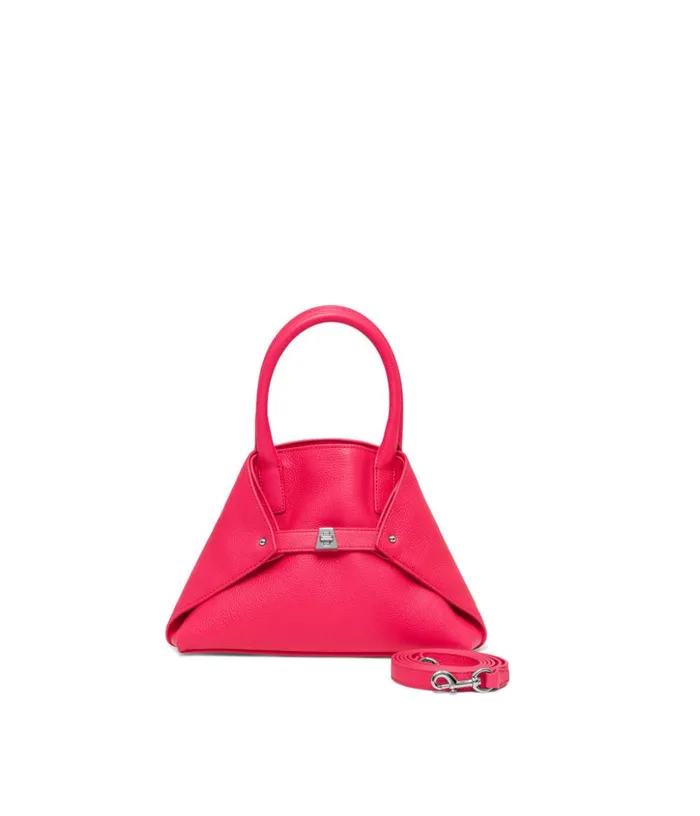 Little Messenger Bag In CervoStructured Calf Leather Rose Women Akris Top Handle Bags