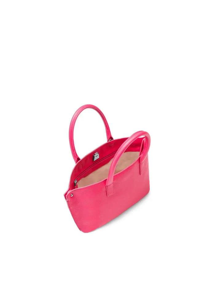 Little Messenger Bag In CervoStructured Calf Leather Rose Women Akris Top Handle Bags