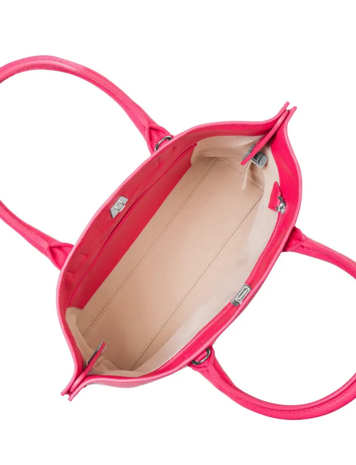 Little Messenger Bag In CervoStructured Calf Leather Rose Women Akris Top Handle Bags