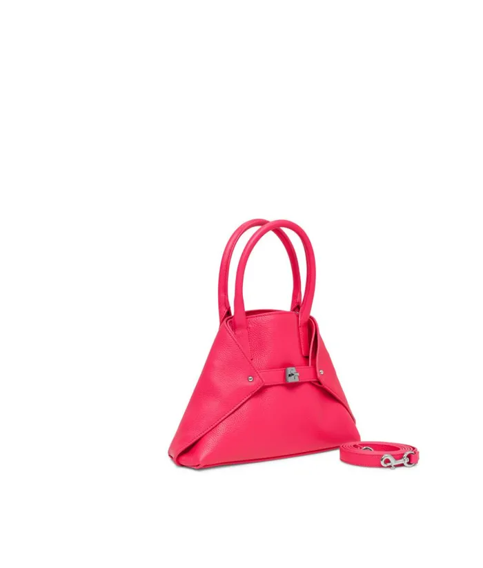 Little Messenger Bag In CervoStructured Calf Leather Rose Women Akris Top Handle Bags